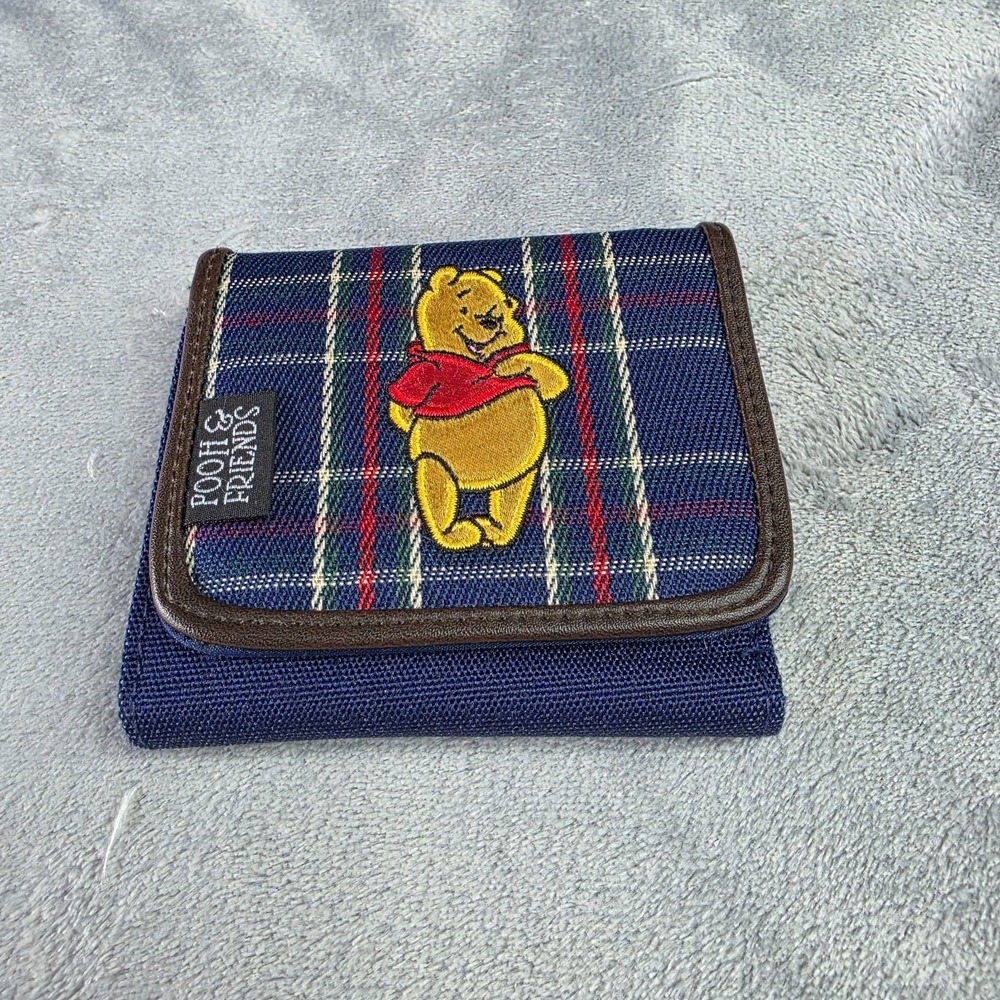 Vintage 1990s Disney Winnie The Pooh Trifold Wallet- Plaid-Pooh Bear